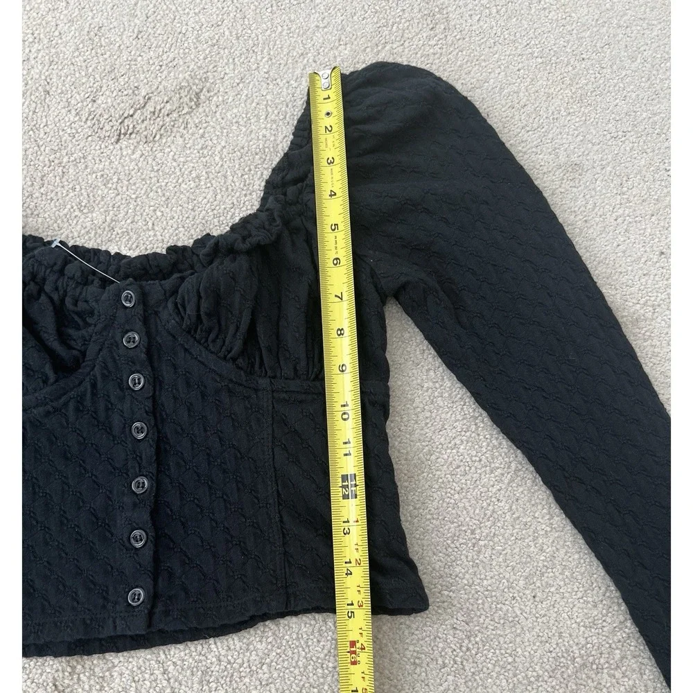 Free People Ladybug Long Sleeve Sweetheart Neck Top Black Size S Corset Boho
